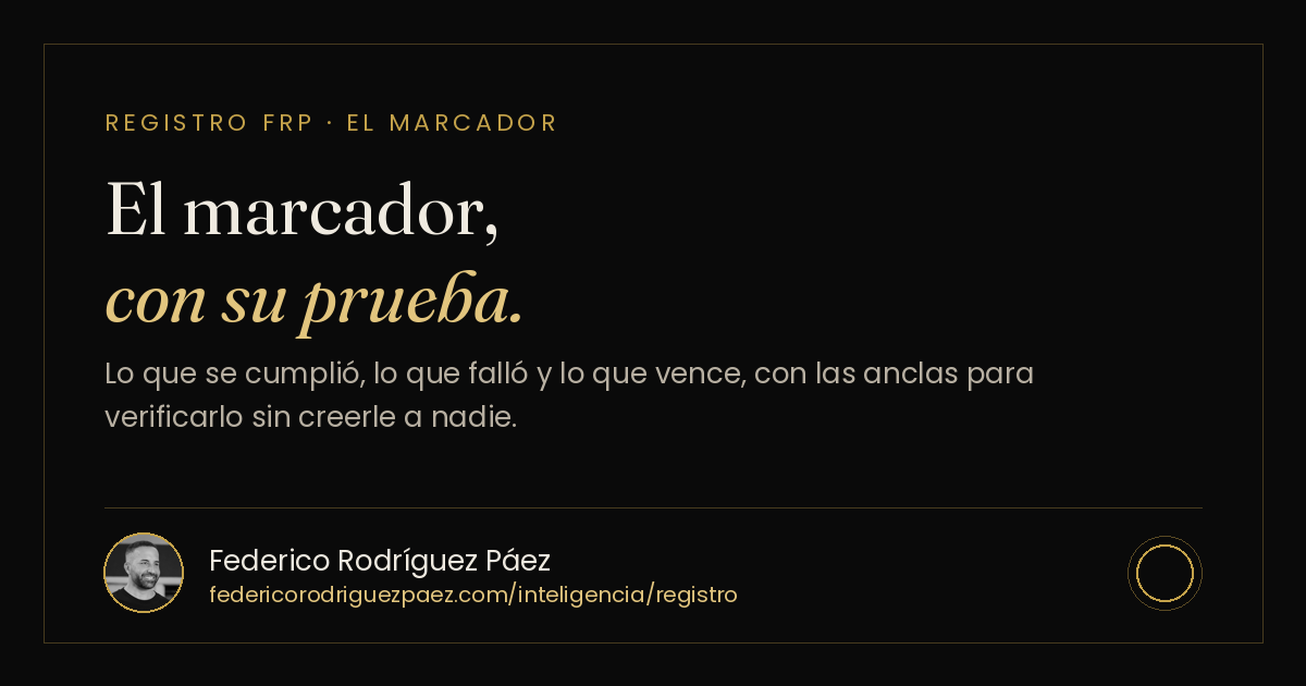 El marcador, con su prueba. Registro FRP de la guerra de Irán, Federico Rodríguez Páez.